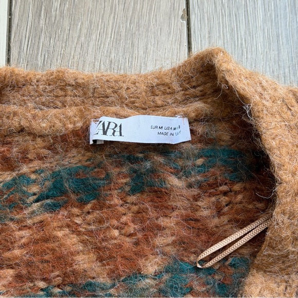 Zara Brown and Green Knit Cardigan - Picture 2 of 4